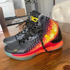 Under Armour Black and Red High-Top Sneakers Steph Curry sneakers